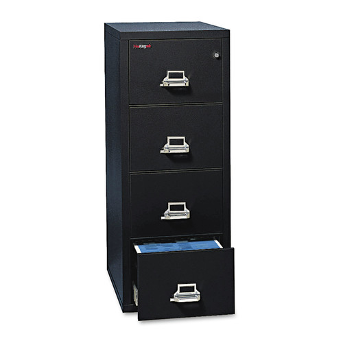 FireKing 4-1831-CBL 17.75 in. x 31.56 in. x 52.75 in. UL 350 Degree for Fire Four-Drawer Vertical Letter File Cabinet - Black image number 0