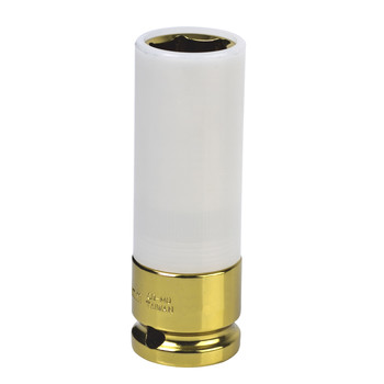 Sunex 284919 1/2 in. Drive 19mm Metric Extra Thin Wall Deep Wheel Protector Impact Socket (Yellow)