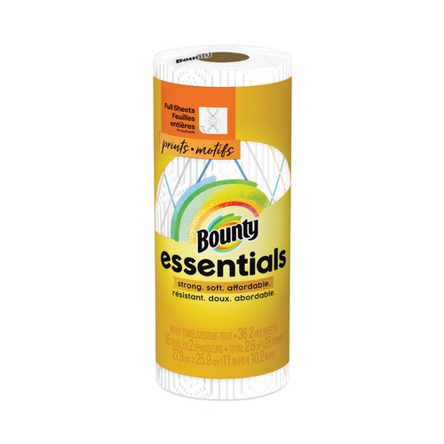 Paper Towels and Napkins | Bounty 74657EA 40 Sheets/Roll 11 in. x 10.2 in. Essentials Kitchen Roll 2-Ply Paper Towels - White image number 0