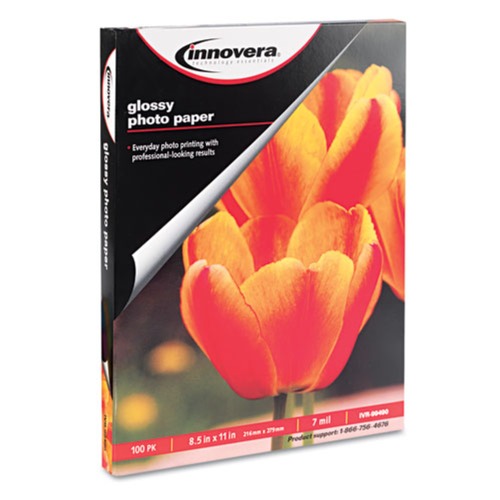  | Innovera IVR99490 7 mil 8.5 in. x 11 in. Photo Paper - Glossy White (100/Pack) image number 0