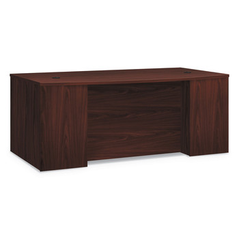 HON HLM7242BF.N Foundation 72 in. x 42 in. x 29 in. Breakfront Bow Front Desk Shell - Mahogany