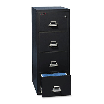FireKing 4-2125-CBL 20.81 in. x 25 in. x 52.75 in. UL 350 Degree for Fire Four-Drawer Vertical Legal File Cabinet - Black
