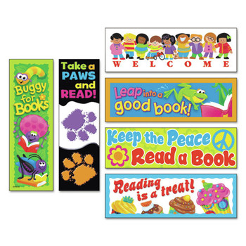 TREND T12906 Celebrate Reading Variety #1 2 in. x 6 in. Bookmark Combo Packs (216-Piece/Pack)