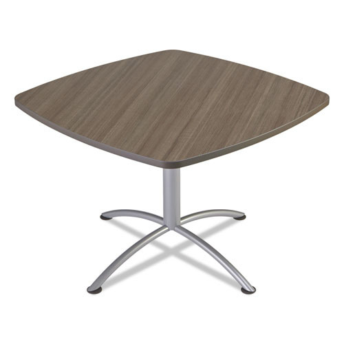 New Arrivals | Iceberg 69747 iLand 42 in. x 42 in. x 29 in. Square Edgeband Cafe Table - Natural Teak/Silver image number 0