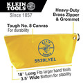 Klein Tools 5539LYEL 18 in. x 3.5 in. x 8 in. Canvas Zipper Consumables Tool Pouch - Large, Yellow image number 1