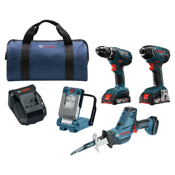 Factory Reconditioned Bosch CLPK496A-181-RT 18V Lithium-Ion 4-Tool Cordless Combo Kit (2 Ah)