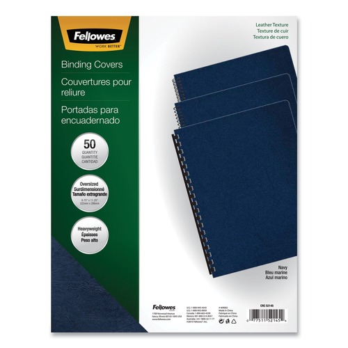 New Arrivals | Fellowes Mfg Co. 52145 11 1/4 in. x 8 3/4 in. Executive Leather-Like Presentation Cover - Navy (50/PK) image number 0