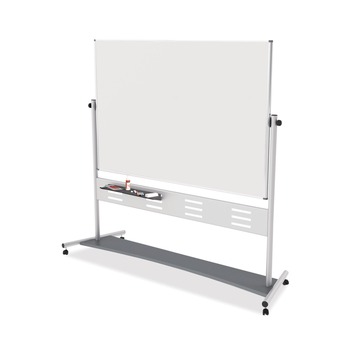 MasterVision QR5507 70.8 in. x 47.2 in., Horizontal Orientation, Tall, Magnetic Reversible Mobile Easel - White/Silver