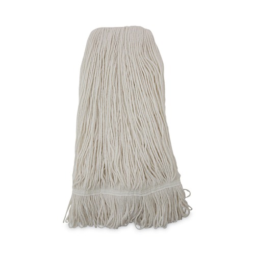 Mops | Boardwalk BWK424RCT 24 oz. Rayon Pro Loop Web/Tailband Wet Mop Head - White (12/Carton) image number 0
