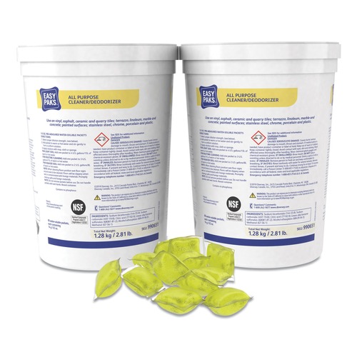 Cleaning & Janitorial Supplies | Easy Paks 990651 0.5 oz. Packets All-Purpose Cleaner/ Deodorizer (90-Piece/Tub, 2 Tubs/Carton) image number 0