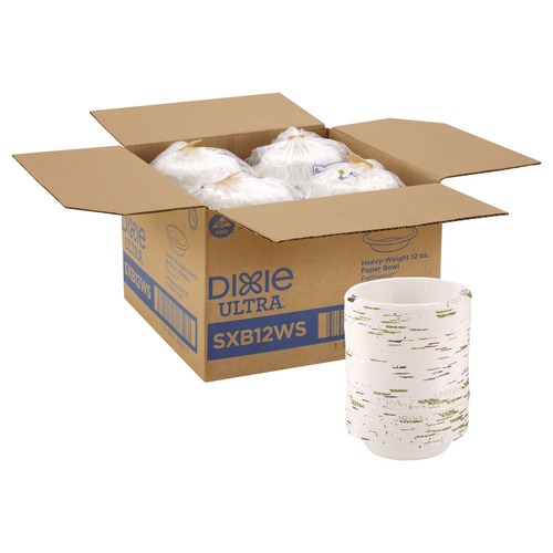  | Dixie SXB12WS 12oz Pathways W/soak Proof Shield Heavyweight Paper Bowls - Green/Burg (500/Carton) image number 0