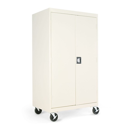 Office Filing Cabinets & Shelves | Alera ALECM6624PY 36 in. x 66 in. x 24 in. Mobile Storage Cabinet with Adjustable Shelves - Putty image number 0