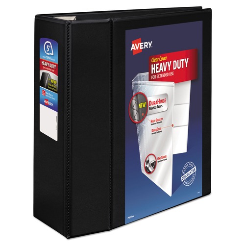  | Avery 79606 Heavy-Duty 5 in. Capacity 11 in. x 8.5 in. 3-Ring View Binder with DuraHinge - Black image number 0