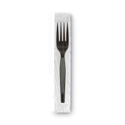 Cutlery | Dixie FM5W540 Grab’N Go Wrapped Forks - Black (540/Carton) image number 0