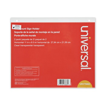Universal UNV76883 11 in. x 8.5 in. Horizontal Wall Mount Sign Holders - Clear (2/Pack)