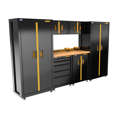 Cabinets | Dewalt DWST27501 7-Piece 126 in. Welded Storage Suite with 2-Door and 5-Drawer Base Cabinets and Wood Top image number 0