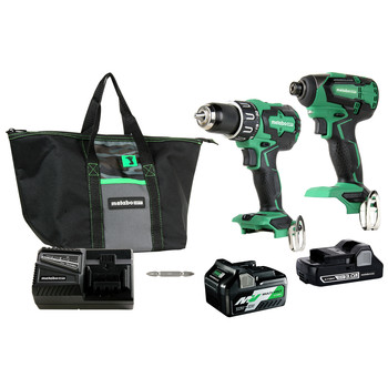 Factory Reconditioned Metabo HPT KC18DBFL2TM 18V Brushless Lithium-Ion 1/2 in. Cordless Hammer Drill and 1/4 in. Cordless Impact Driver Combo Kit (3 Ah/5 Ah)