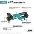 Right Angle Drills | Makita XAD05T 18V LXT Brushless Lithium-Ion 1/2 in. Cordless Right Angle Drill Kit with 2 Batteries (5 Ah) image number 11