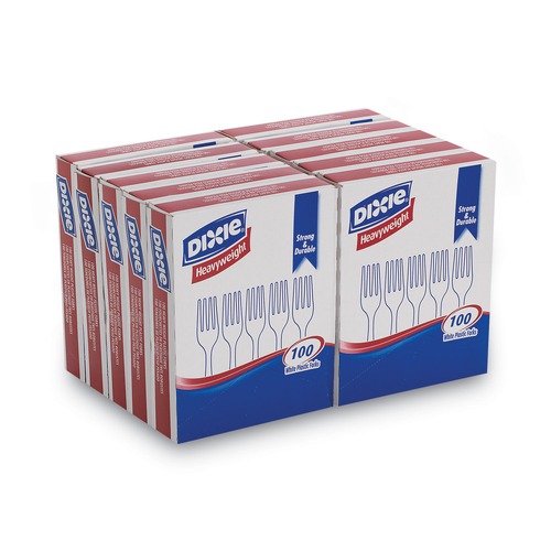 New Arrivals | Dixie FH207 Heavyweight Forks Plastic Cutlery - White (1000/Carton) image number 0