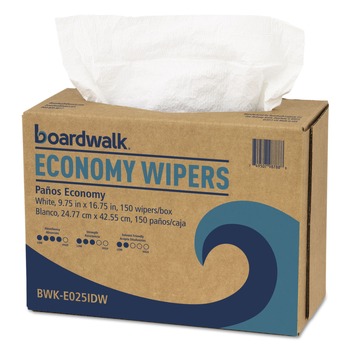 Boardwalk BWK-E025IDW 4-Ply 9-3/4 in. x 16-3/4 in. Scrim Wipers - White (900-Piece/Carton)