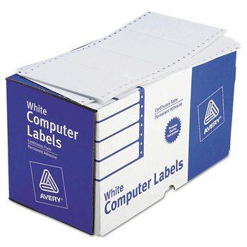 Avery 04076 Dot Matrix Pin-Fed Printer 2.94 in. x 5 in. Mailing Labels - White (3000-Piece/Box)