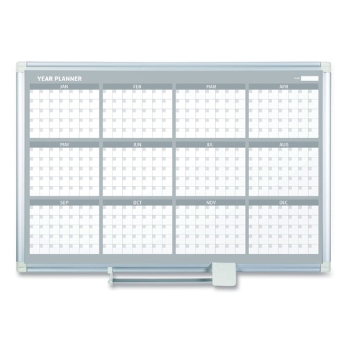 MasterVision GA03106830 36 in. x 24 in. 12 Month Year Planner - Aluminum Frame image number 0