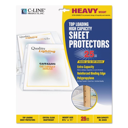 test | C-Line 62020 11 in. x 8-1/2 in. 50 in. High Capacity Polypropylene Sheet Protectors - Clear (25/Box) image number 0