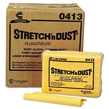 Chix 413 Stretch N' Dust 12 in. x 17 in. Dusty Dust Cloth - Medium, Yellow/Orange (40-Piece/Pack, 10 Packs/Carton)