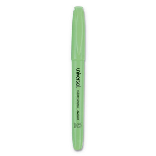 New Arrivals | Universal UNV08852 Chisel Tip Pocket Highlighters - Fluorescent Green (1 Dozen) image number 0