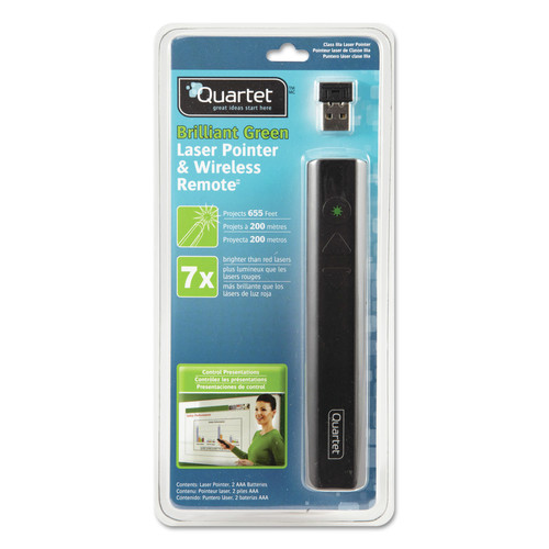  | Quartet 73370 Brilliant Green Class 3A Cordless Laser Pointer and Wireless Remote - Black image number 0