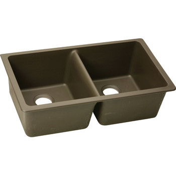 FIXTURES | Elkay ELGU3322MC0 Quartz Undermount 33 in. x 18-1/2 in. Equal Double Bowl Sink (Mocha)
