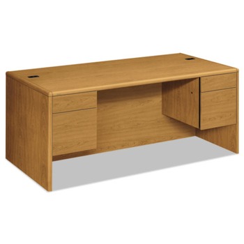 HON H10791.CC 10700 Series 72 in. x 36 in. x 29.5 in. 2 Box/File Drawer Double Pedestal Desk - Harvest