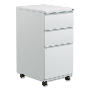 Alera ALEPBBBFLG Three-Drawer with Full-Length Pull 14-7/8 in. x 8 in. x 19-1/8 in. Pedestal File Cabinet - Light Gray