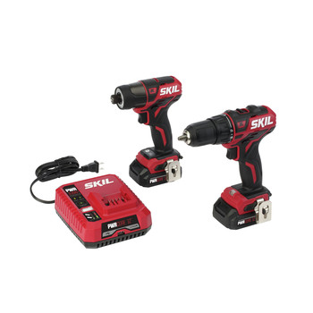 Skil CB736701 12V PWRCORE12 Brushless Lithium-Ion 1/2 in. Cordless Drill Driver and 1/4 in. Hex Impact Driver Combo Kit with PWRJUMP Charger and 2 Batteries (2 Ah)