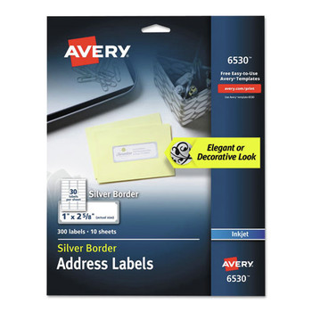 Avery 06530 Easy Peel 1 in. x 2-5/8 in. Address Labels with Border - White (10 Sheets/Pack, 30/Sheet)