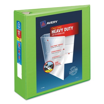Avery 79779 Heavy-Duty 11 in. x 8.5 in. DuraHinge 3 Ring 2 in. Capacity View Binder with Locking One Touch EZD Rings - Green