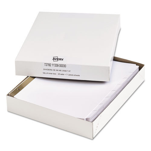 Office Essentials 11339 8-Tab 11.5 in. x 9.75 in. Index Dividers with White Labels (25-Set/Pack) image number 0