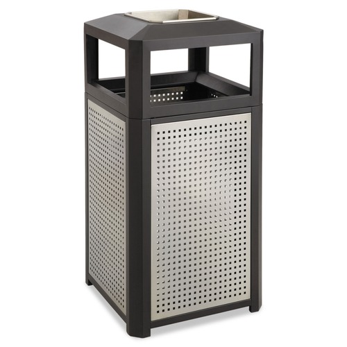 Waste Cans | Safco 9935BL Evos Series Steel 38 Gallon Ashtray-Top Waste Container - Black image number 0