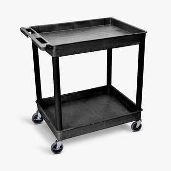 TOOL CARTS | Luxor TC11 400 lbs. Capacity 2 Shelf Plastic Utility Cart - Black