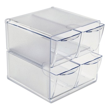 DESK ACCESSORIES AND OFFICE ORGANIZERS | Deflecto 350301 Stackable Cube Organizer, 4 Drawers, 6 X 7 1/8 X 6, Clear