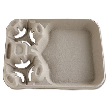 Chinet 20990 Strongholder 14.88 in. x 11.5 in. 2.6 in. Molded Fiber Cup/Food Trays - Beige (100-Piece/Carton)