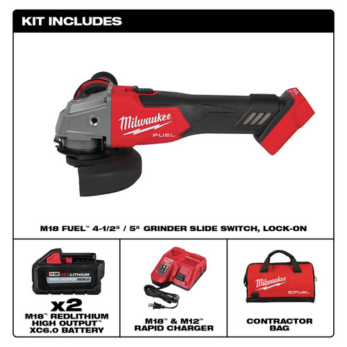 Milwaukee 2881 22 M18 Fuel Brushless Lithium Ion 4 1 2 In 5 In Cordless Small Angle Grinder Kit With Lock On Slide Switch 6 Ah Tyler Tool