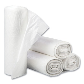 TRASH BAGS | Inteplast Group S386014N 60 gal. 14 microns 38 in. x 60 in. High-Density Interleaved Commercial Can Liners - Clear (25 Bags/Roll, 8 Rolls/Carton)
