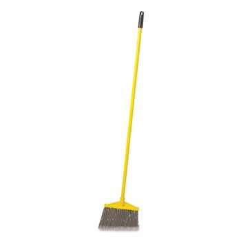 CLEANING TOOLS | Rubbermaid Commercial FG637500GRAY 56 in. Vinyl Coated Handle Angled Broom - Large, Yellow/Gray