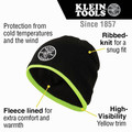 Hats | Klein Tools 60391 Knit Beanie - One Size, Black/High Visibility Yellow image number 4