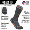 Footwear | Klein Tools 60508 1 Pair Performance Thermal Socks - Large, Dark Gray/Light Gray/Orange image number 1