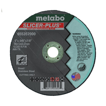 POWER TOOL ACCESSORIES | Metabo 10-Piece A60TX Cutting Wheel 5 in x .045 in x 7/8 in Slicer Plus T27
