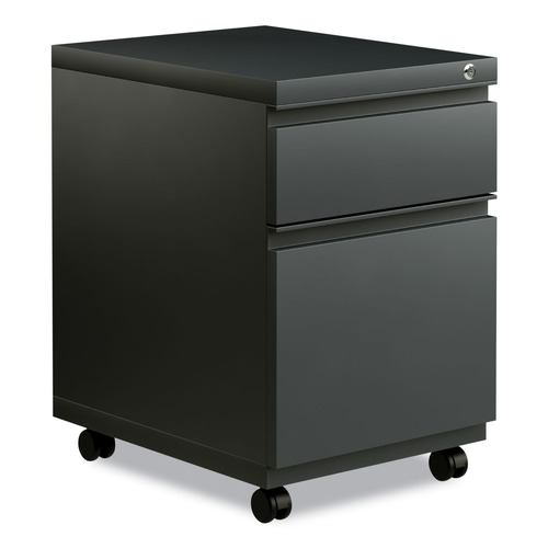 Alera ALEPBBFCH 2-Drawer 14.96 in. x 19.29 in. x 21.65 in. Metal Pedestal Box File Cabinet with Full Length Pull - Charcoal image number 0