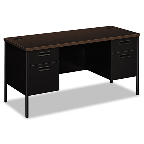 HON HP3231.MOCH.P Metro Classic Series 60 in. x 24 in. x 29.5 in. 2 Box/ 2 File Double Pedestal Credenza with Kneespace - Mocha/Black image number 0
