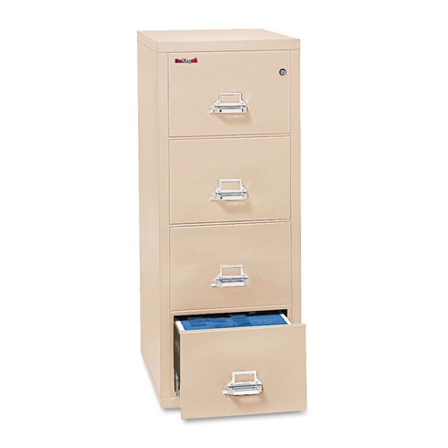 FireKing 4-1831-CPA 17.75 in. x 31.56 in. x 52.75 in. UL 350 Degree for Fire Four-Drawer Vertical Letter File Cabinet - Parchment image number 0